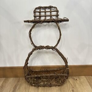 VTG Handmade Grapevine Snowman 18" Wicker‎ Rustic Primitive Christmas Decor